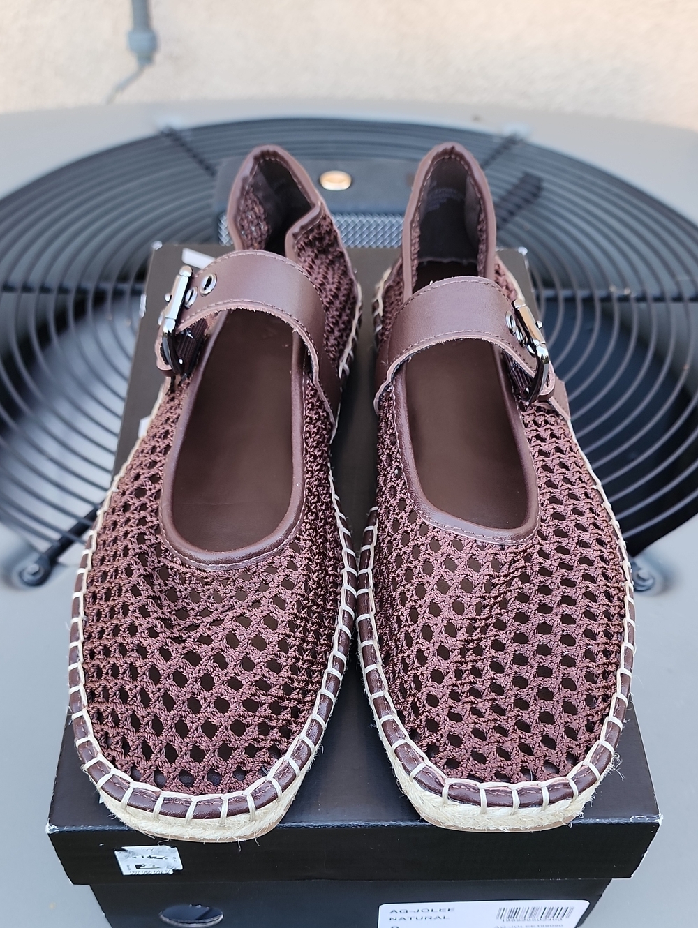 New Aqua AQ-Jolee Mary Jane Espadrille Flats in Brown, Sz. 9